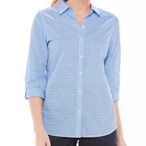 Chaps Blue Gingham Checkered Women's Top